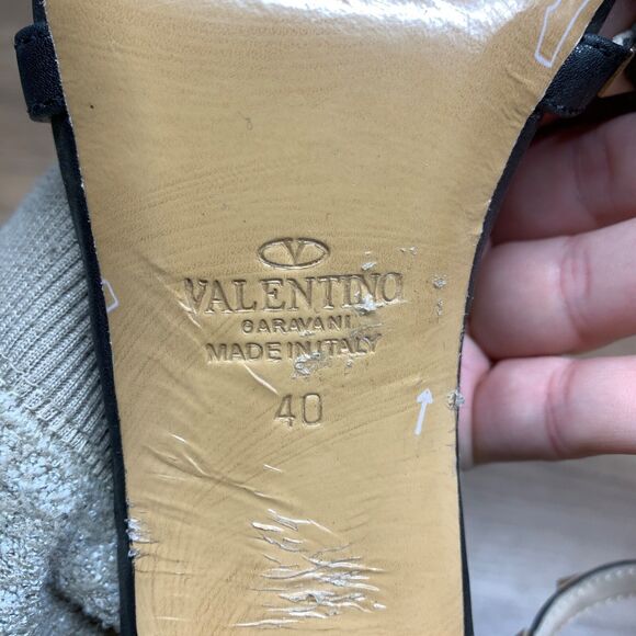 Valentino Garavani Rockstud Women's Size EU 40 Black Leather Stiletto Sandals. - Picture 11 of 15